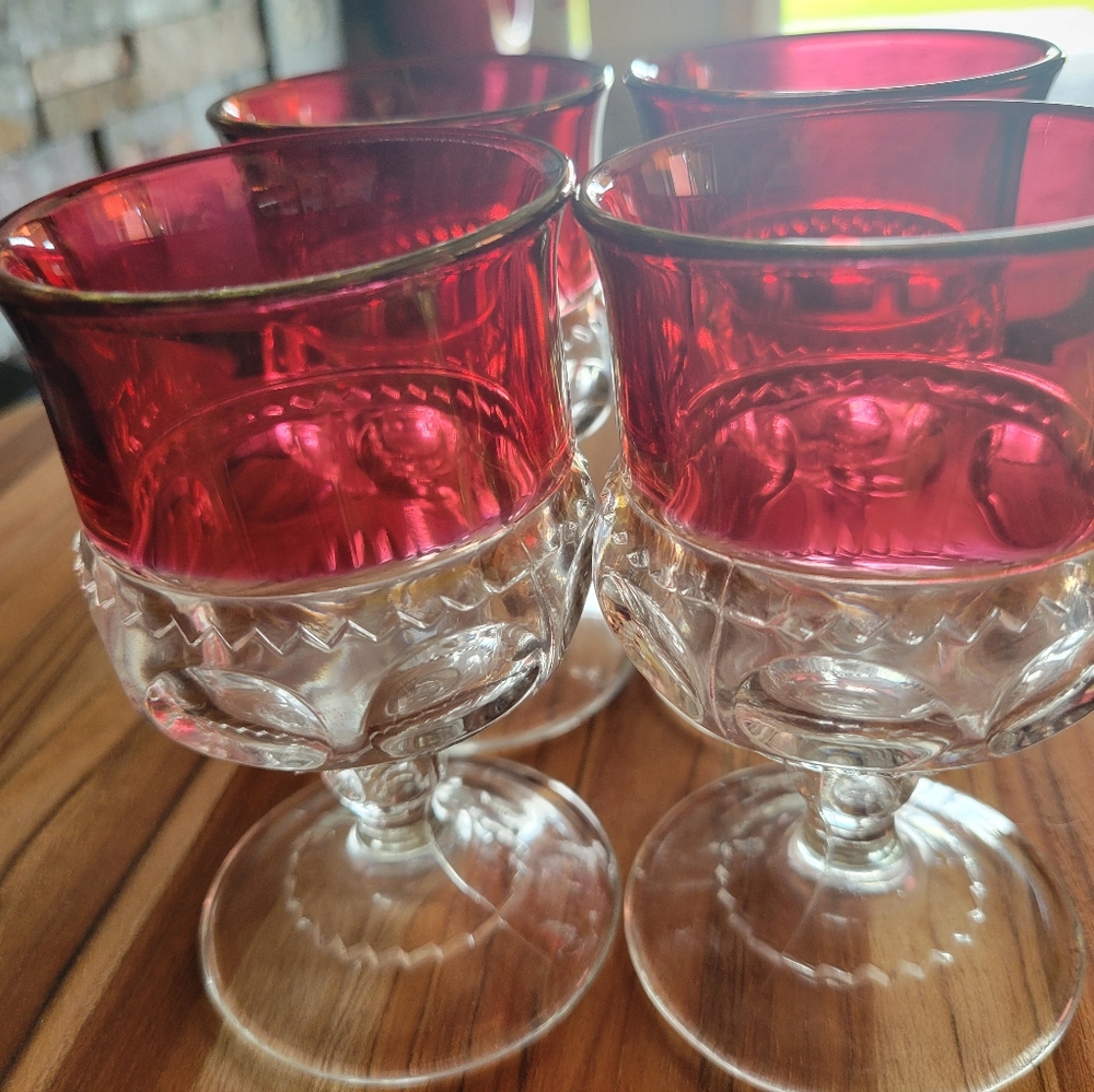 4 piece  Vintage King's Crown Ruby Thumbprint‎ Glass - 4.25" Excellant Condition - Picture 8 of 11